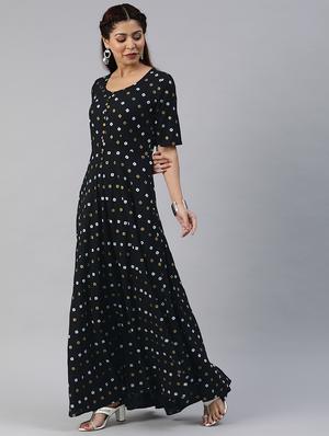 button detail fit & flare dress - 17457804 - Standard Image - 2