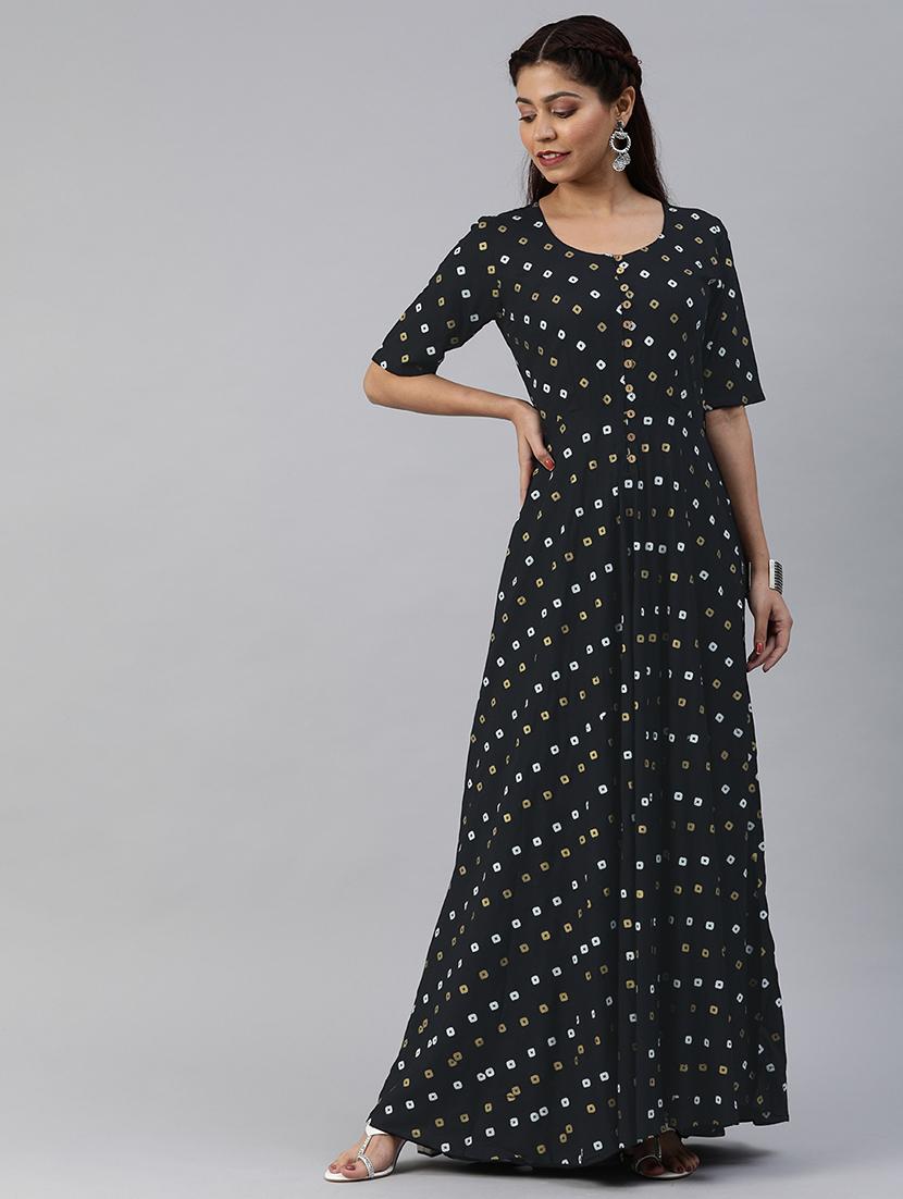 button detail fit & flare dress - 17457804 - Zoom Image - 1