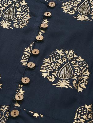 foil print fit & flare dress - 17457806 - Standard Image - 5
