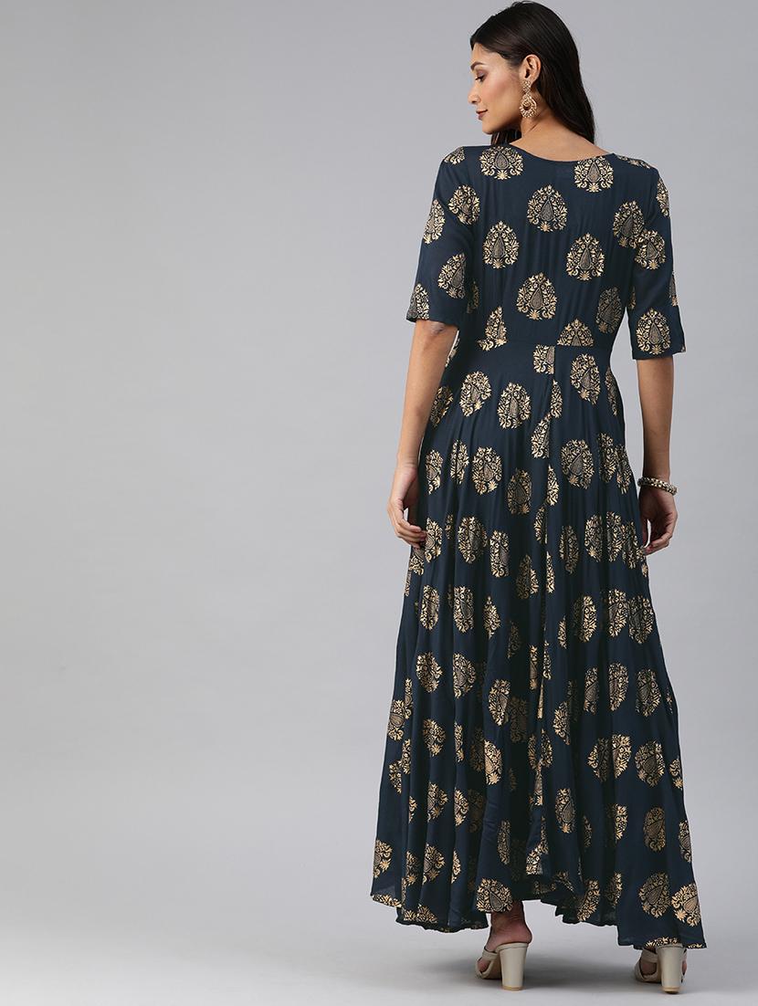 foil print fit & flare dress - 17457806 - Zoom Image - 3
