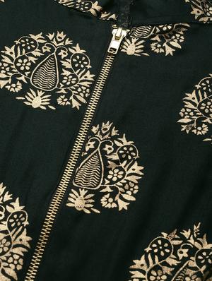 foil print fit & flare dress - 17457807 - Standard Image - 5