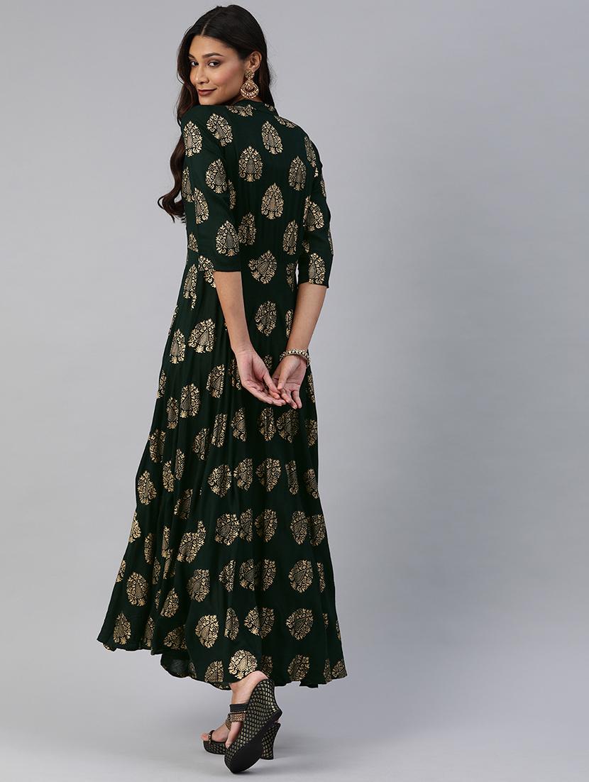 foil print fit & flare dress - 17457807 - Zoom Image - 3