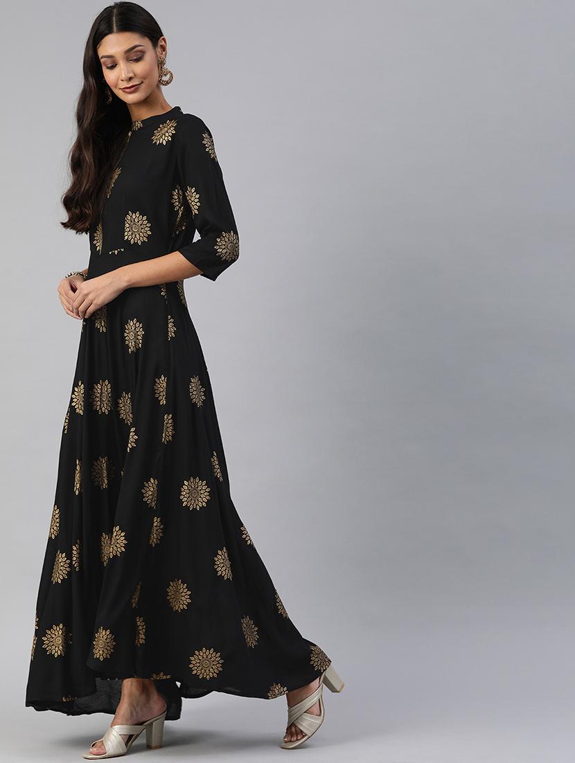 foil print fit & flare dress - 17457808 - Zoom Image - 2