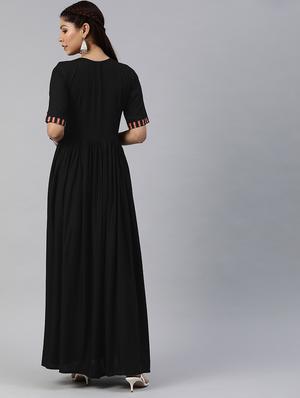 v-neck button detail fit & flare dress - 17457809 - Standard Image - 3