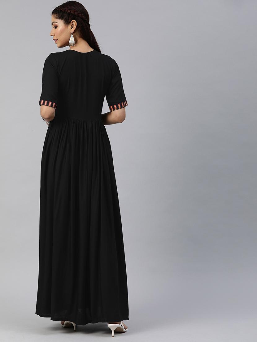 v-neck button detail fit & flare dress - 17457809 - Zoom Image - 3