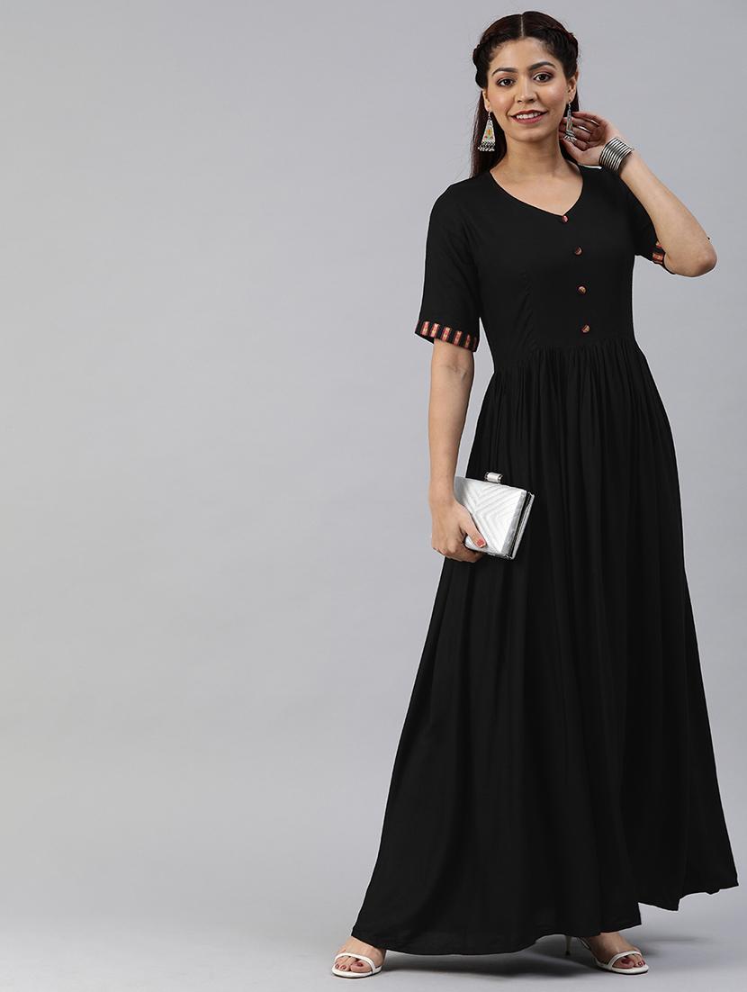 v-neck button detail fit & flare dress - 17457809 - Zoom Image - 4