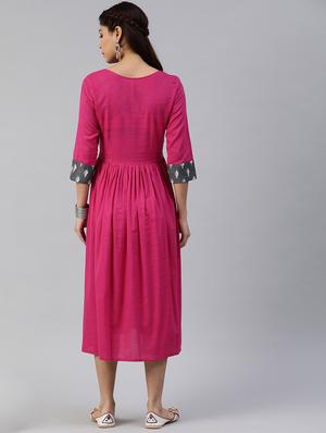 contrast bind fit & flare dress - 17457811 - Standard Image - 3