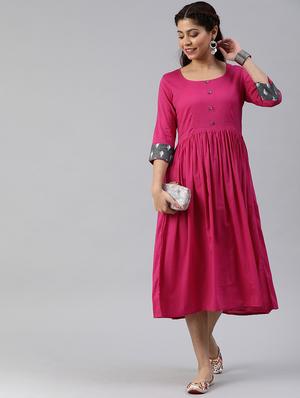 contrast bind fit & flare dress - 17457811 - Standard Image - 4