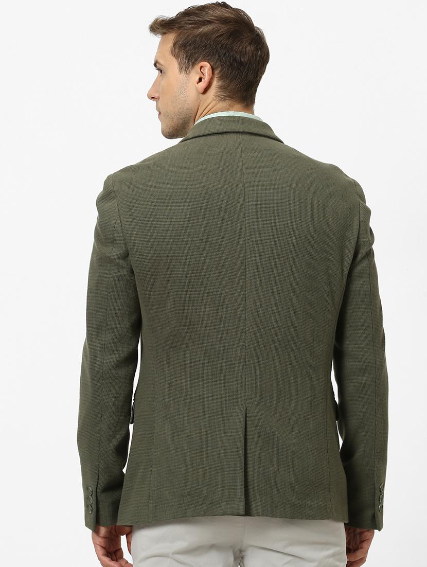olive green single breasted casual blazer - 17457823 - Zoom Image - 3