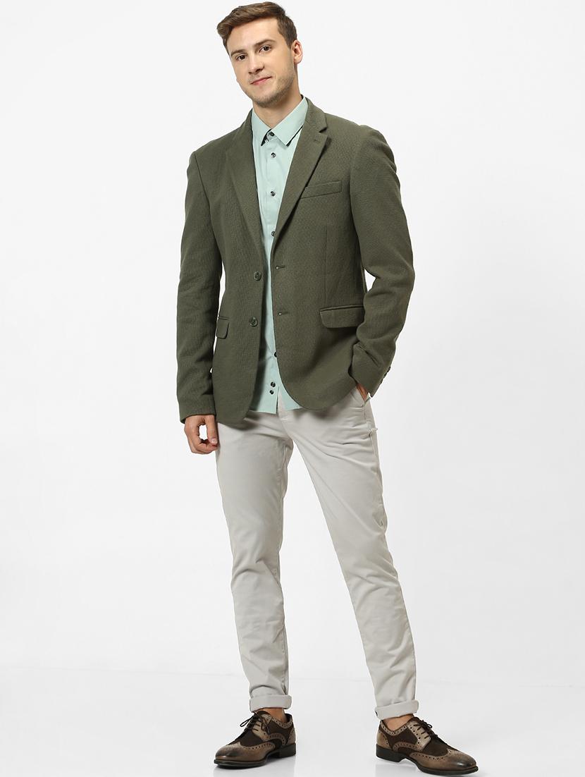 olive green single breasted casual blazer - 17457823 - Zoom Image - 4