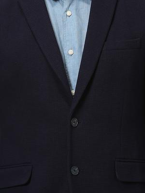 navy blue solid single breasted casual blazer - 17457824 - Standard Image - 5
