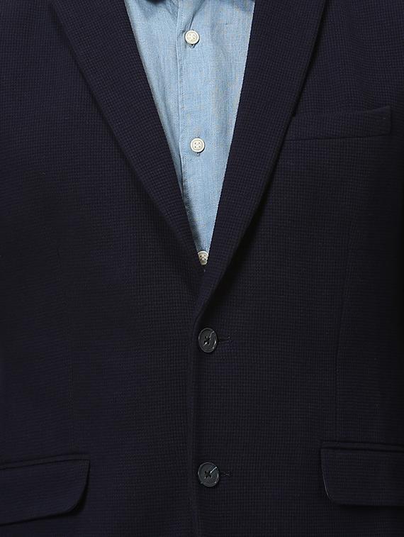 navy blue solid single breasted casual blazer - 17457824 - Zoom Image - 5
