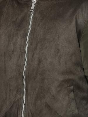 olive green solid bomber jacket - 17457827 - Standard Image - 5