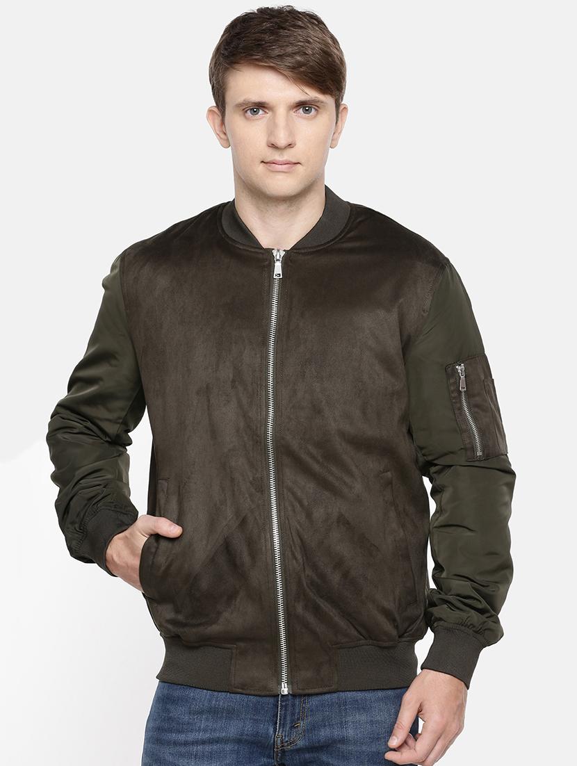 olive green solid bomber jacket - 17457827 - Zoom Image - 1