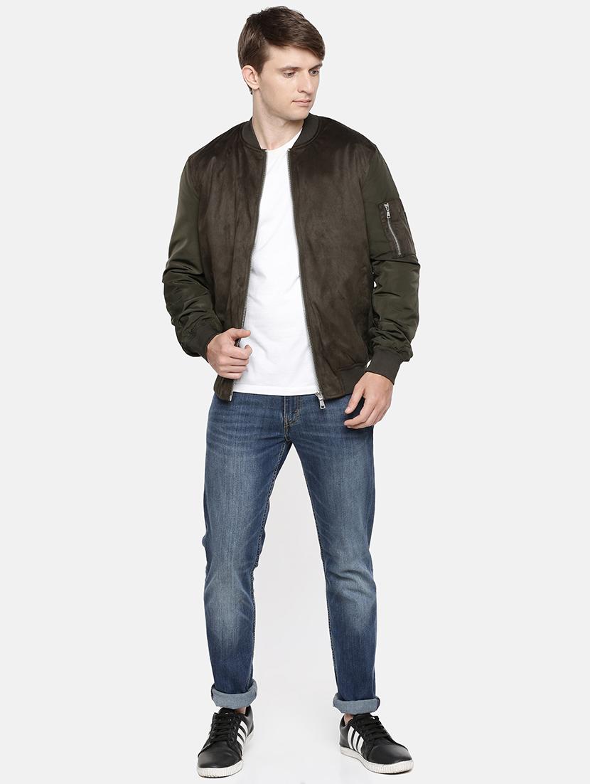 olive green solid bomber jacket - 17457827 - Zoom Image - 4