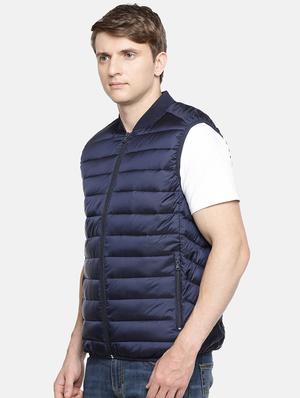 navy blue solid quilted jacket - 17457828 - Standard Image - 2