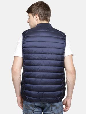 navy blue solid quilted jacket - 17457828 - Standard Image - 3