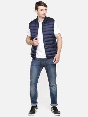 navy blue solid quilted jacket - 17457828 - Standard Image - 4