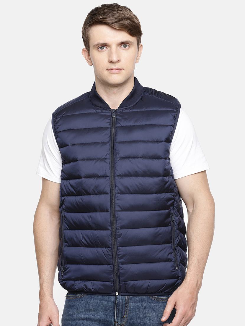 navy blue solid quilted jacket - 17457828 - Zoom Image - 1