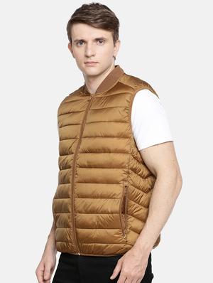 brown solid quilted jacket - 17457829 - Standard Image - 2