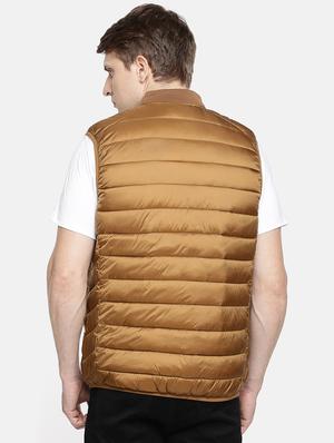 brown solid quilted jacket - 17457829 - Standard Image - 3