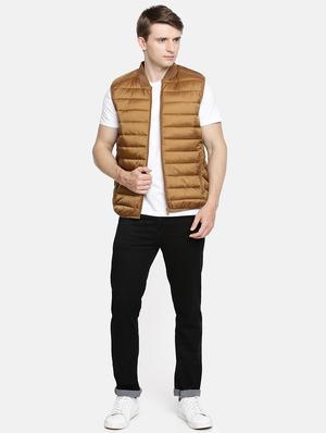 brown solid quilted jacket - 17457829 - Standard Image - 4