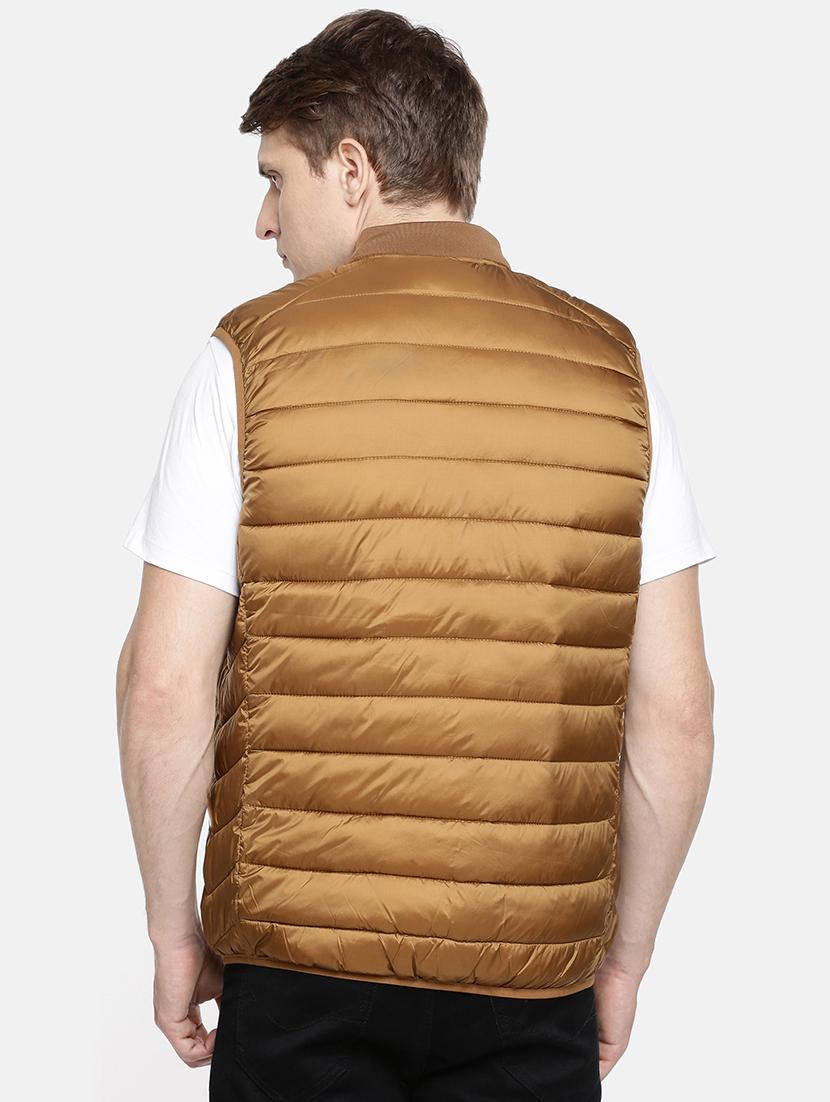 brown solid quilted jacket - 17457829 - Zoom Image - 3