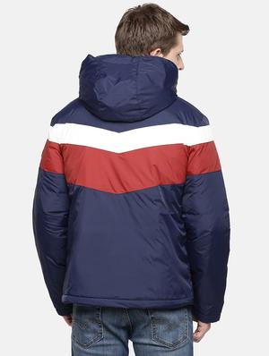 navy blue color block casual jacket - 17457830 - Standard Image - 3