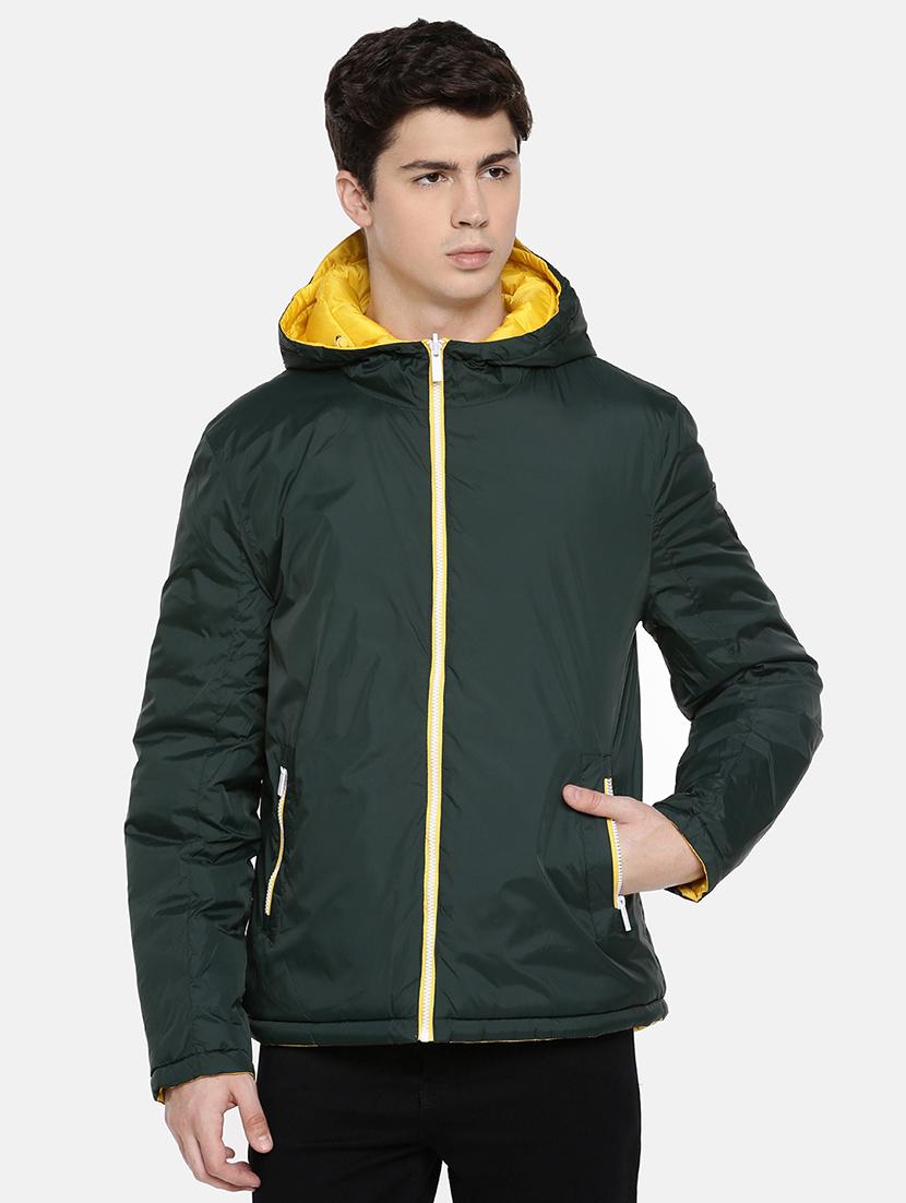 green solid reversible casual jacket - 17457833 - Zoom Image - 3