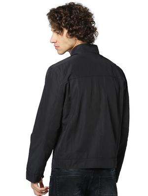 navy blue solid casual jacket - 17457836 - Standard Image - 3
