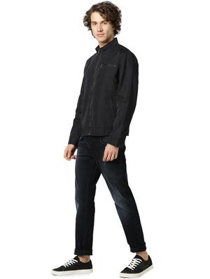 navy blue solid casual jacket - 17457836 - Standard Image - 4