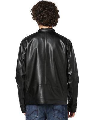 black solid pu biker jacket - 17457842 - Standard Image - 3