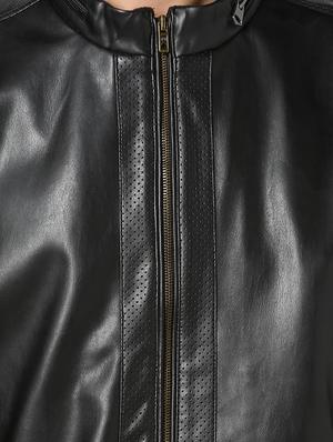 black solid pu biker jacket - 17457842 - Standard Image - 5
