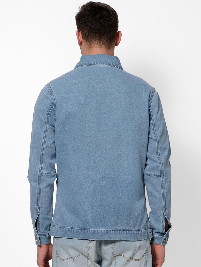 blue solid denim jacket - 17457843 - Zoom Image - 3