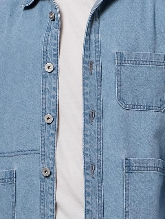blue solid denim jacket - 17457843 - Zoom Image - 5