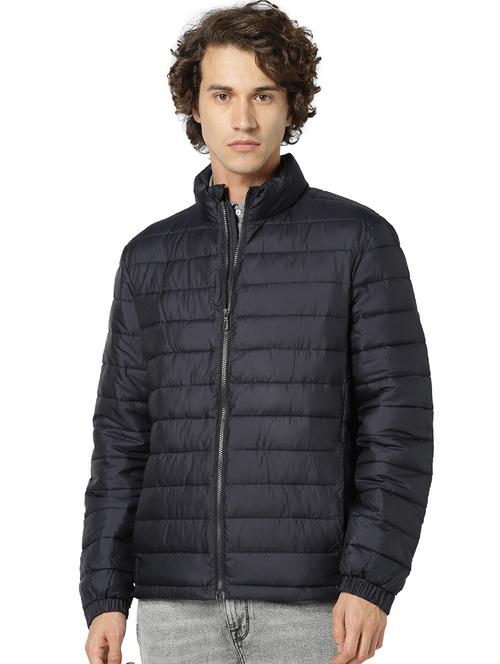 navy blue solid quilted jacket - 17457852 - Standard Image - 1