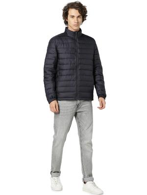 navy blue solid quilted jacket - 17457852 - Standard Image - 4