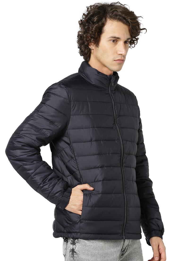 navy blue solid quilted jacket - 17457852 - Zoom Image - 2