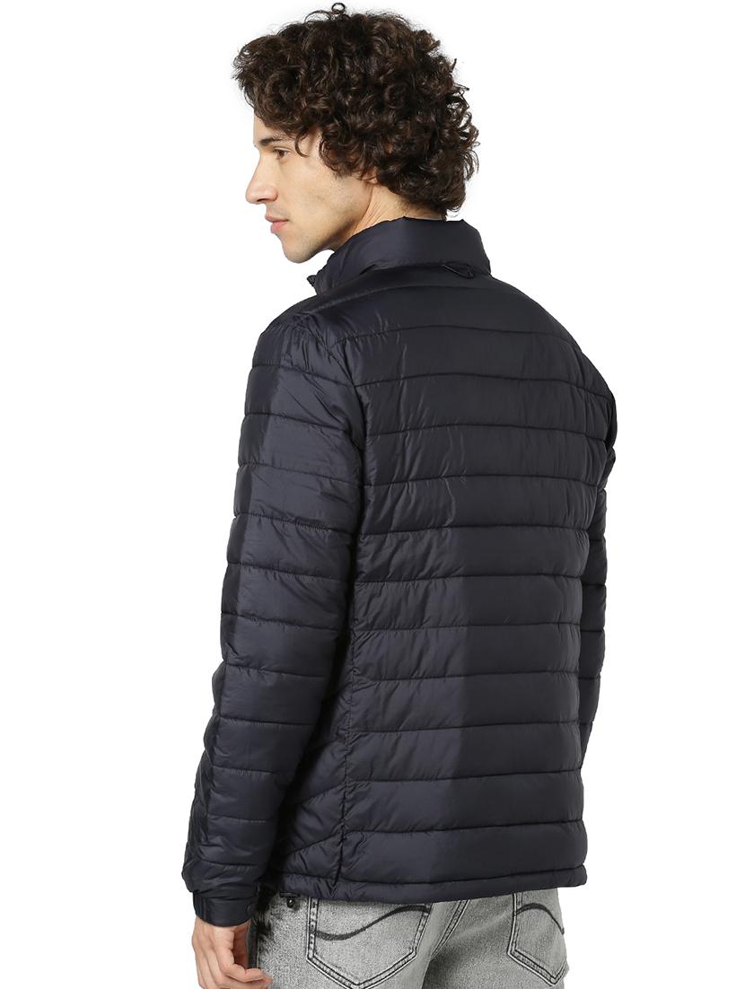 navy blue solid quilted jacket - 17457852 - Zoom Image - 3