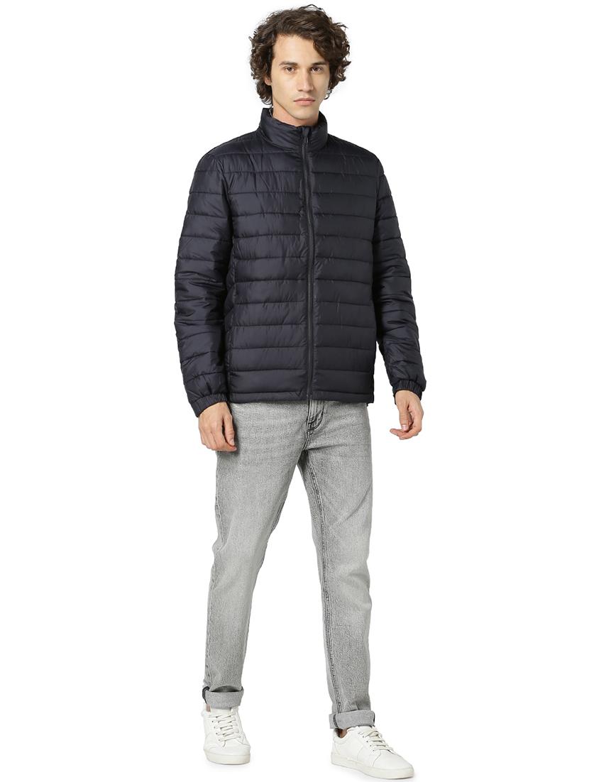 navy blue solid quilted jacket - 17457852 - Zoom Image - 4