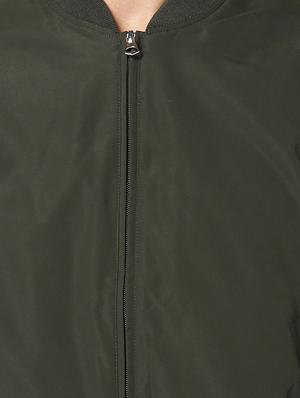 olive green solid bomber jacket - 17457854 - Standard Image - 5