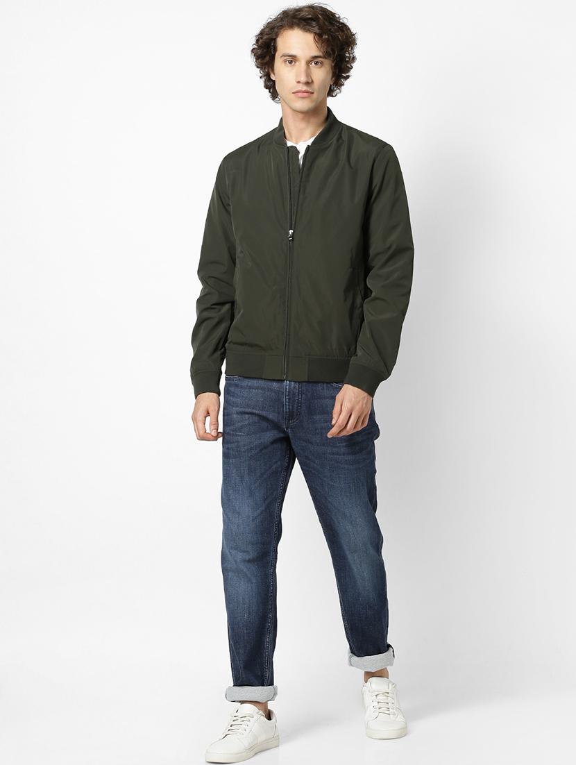 olive green solid bomber jacket - 17457854 - Zoom Image - 4