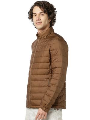 brown solid quilted jacket - 17457861 - Standard Image - 2