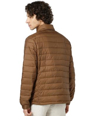 brown solid quilted jacket - 17457861 - Standard Image - 3