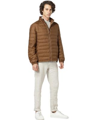 brown solid quilted jacket - 17457861 - Standard Image - 4