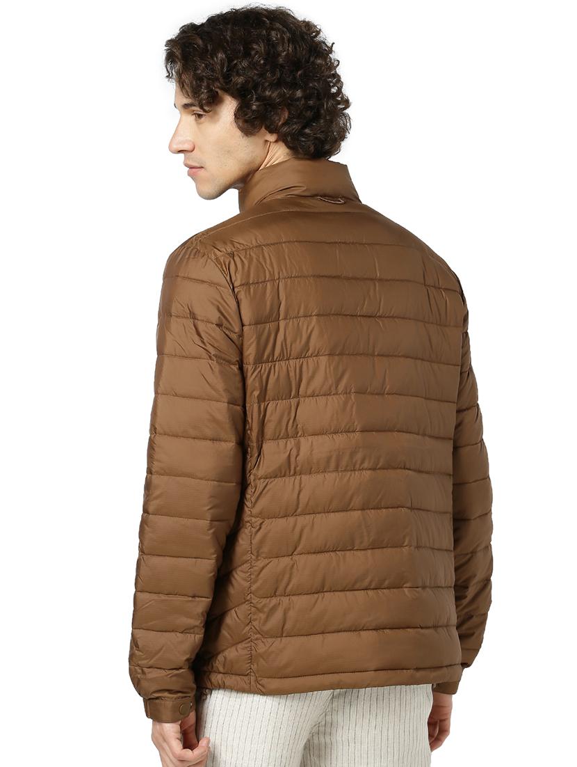 brown solid quilted jacket - 17457861 - Zoom Image - 3