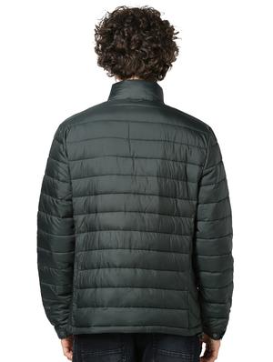 green solid quilted jacket - 17457862 - Standard Image - 3