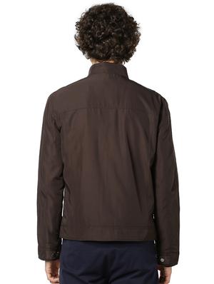 brown solid casual jacket - 17457863 - Standard Image - 3