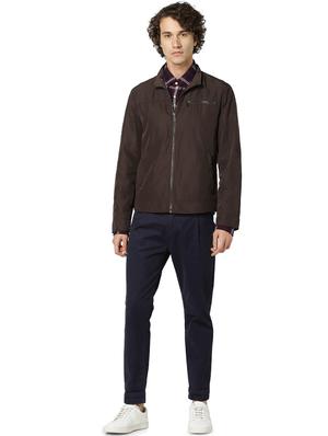 brown solid casual jacket - 17457863 - Standard Image - 4