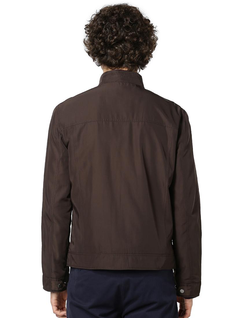 brown solid casual jacket - 17457863 - Zoom Image - 3